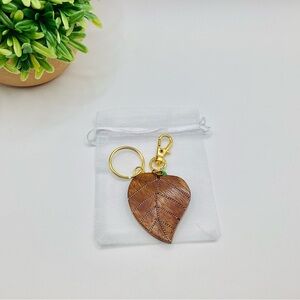 Leaf Keychain or bag Charm with Gold Accents
